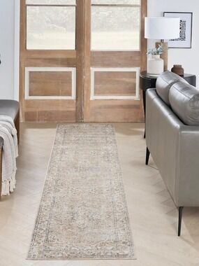 Nourison Home Astra Washable Beige 2' x 6' Area Rug NWT